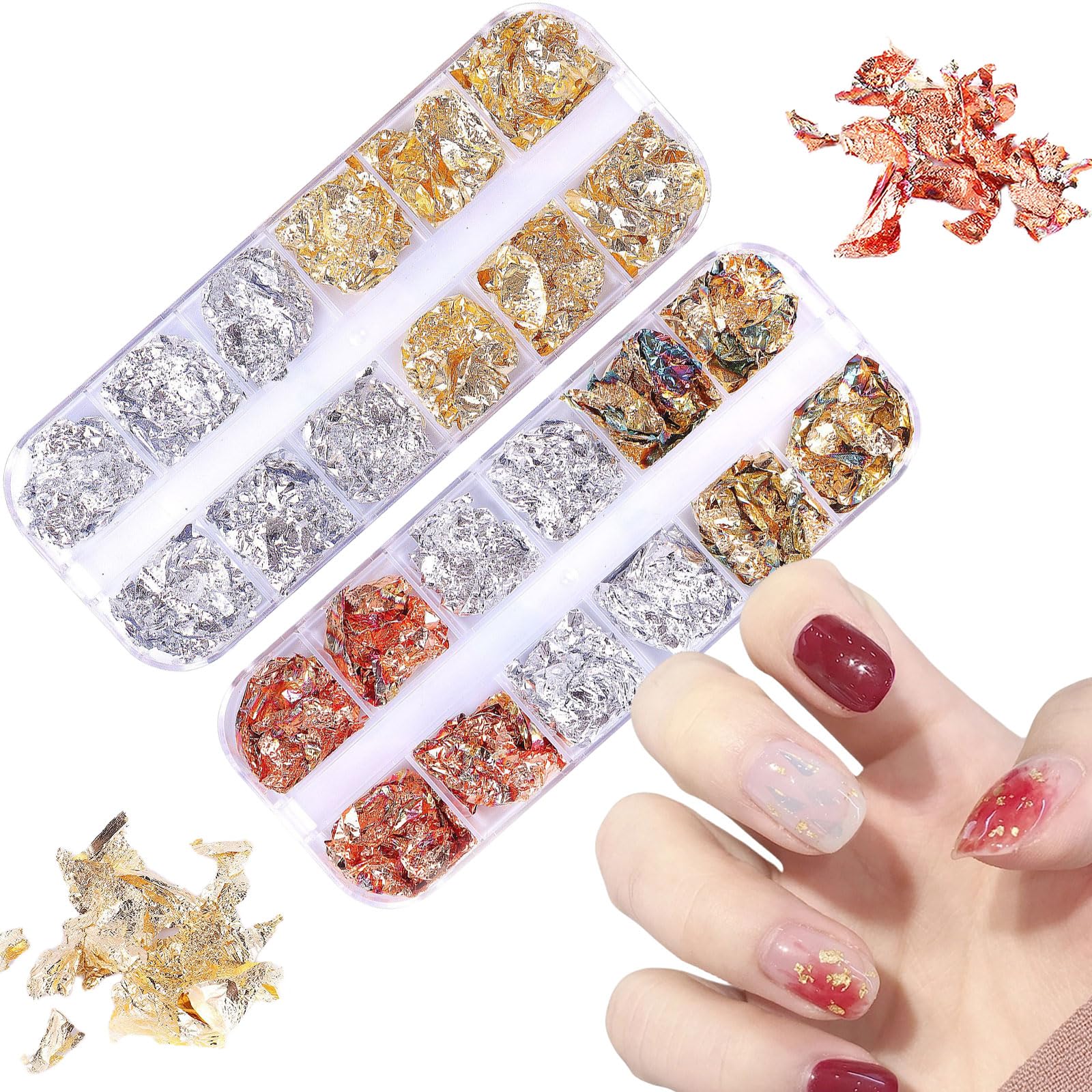 Amazon.co.jp: 金箔 銀箔 銅箔 3色セット ネイルパーツ 容器入り